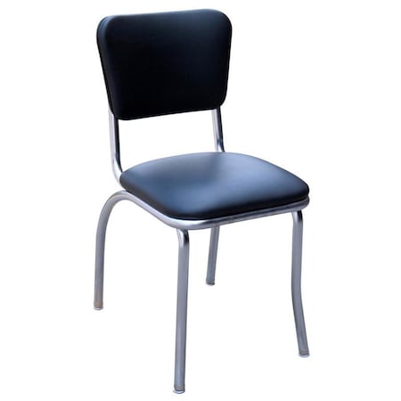Richardson Seating Corp Richardson Seating Corp 4110BLK 4110 Diner Chair -Black- with 1 in. Pulled Seat - Chrome - Black 4110BLK